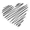 Heart wall sticker 2340 - Graphic design. Black heart with irregular, curved lines on a white background.