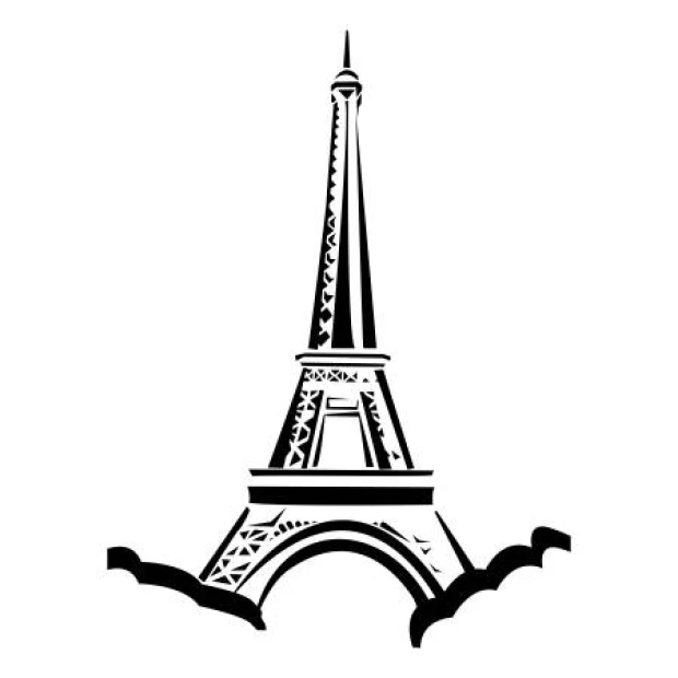Eiffel Tower wall sticker 2293 - Graphic design featuring a black Eiffel Tower on a white background.