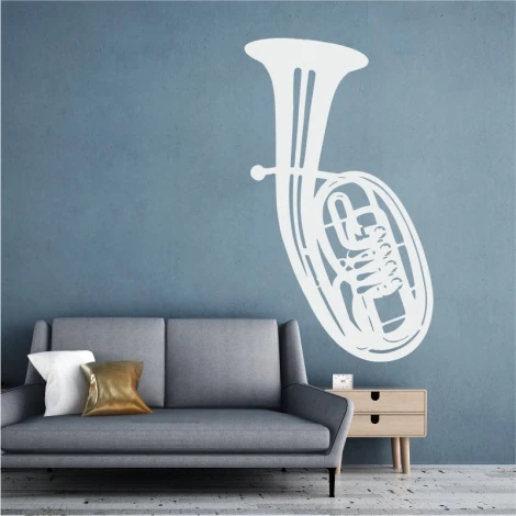 Baritone wall sticker 2251 - Living room design with gray walls and minimalist furniture.