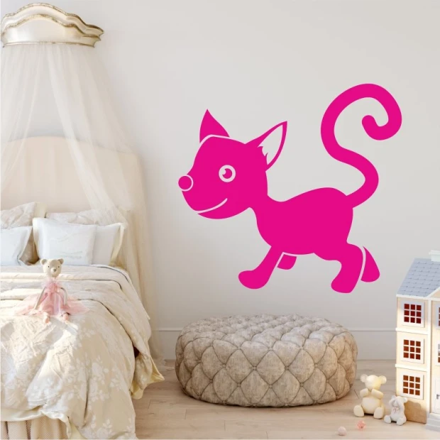Kids\' wall sticker dog 2268 - Decor for a child\'s room with light-colored walls and pastel furniture.