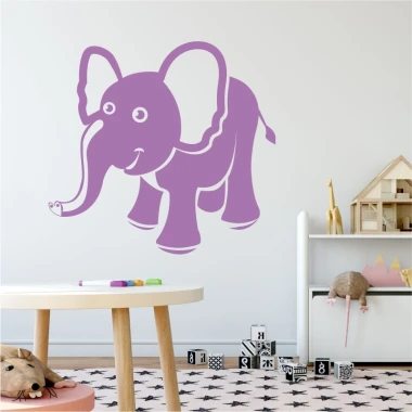 Wall sticker for kids, elephant design 2272 - Decorates a child\'s room with light colors and minimalist furniture.