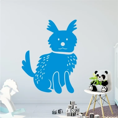 Wall sticker for kids featuring a blue dog with clear outlines.