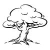 Wall sticker tree 2375 - Graphic design. Tree with a rounded crown and branched limbs.
