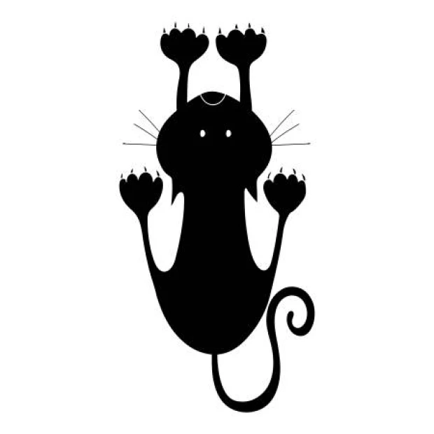 Wall sticker wild cat 2368 - Graphic design. Black cat with outstretched paws and a long tail.