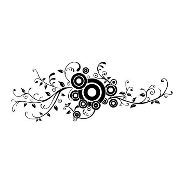 Wall sticker branch ornament 2373 - Graphic design featuring branches with circles and leaves.