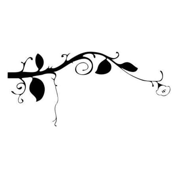 Wall sticker branch 2374 - Graphic design featuring a black branch with leaves and a flower.