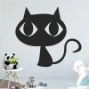 Wall sticker cat 2366 - Graphic design. Black cat with big eyes and a long tail on a light background.