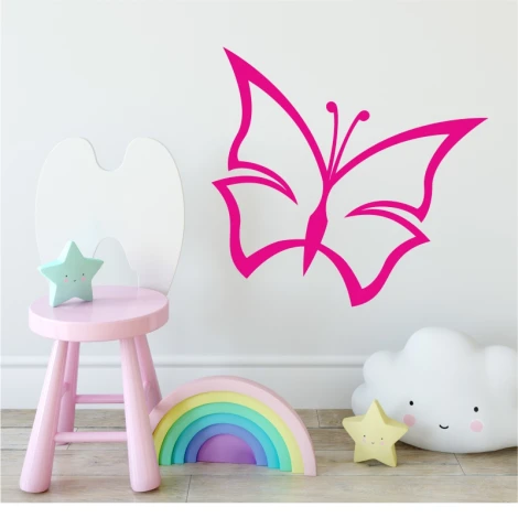 Butterfly wall sticker 2345 - Decor for a child\'s room with light-colored walls and colorful furniture.