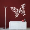 Butterfly wall sticker 2347 - Living room decor with dark red walls and white furniture.