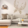 Butterfly wall sticker 2356 - Living room decor with gray walls, light sofa, and pendant lamp.