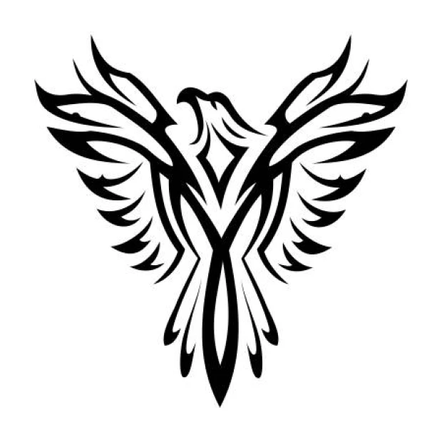 Wall sticker fiery eagle 2363 - Graphic design featuring a stylized eagle with outstretched wings.