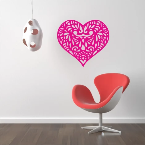 Heart wall sticker 2337 - Styled in a room with light walls, wooden floor, and modern furniture.