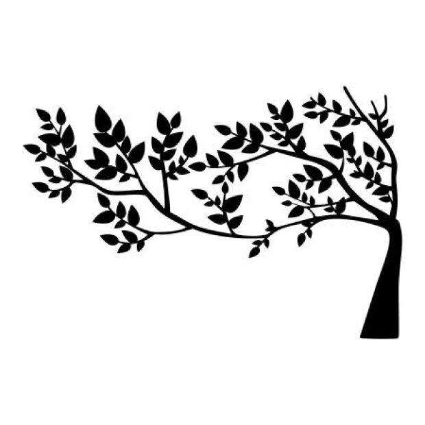 Wall sticker of a rustling tree 2383 - Graphic design featuring a tree with sprawling branches and black leaves.