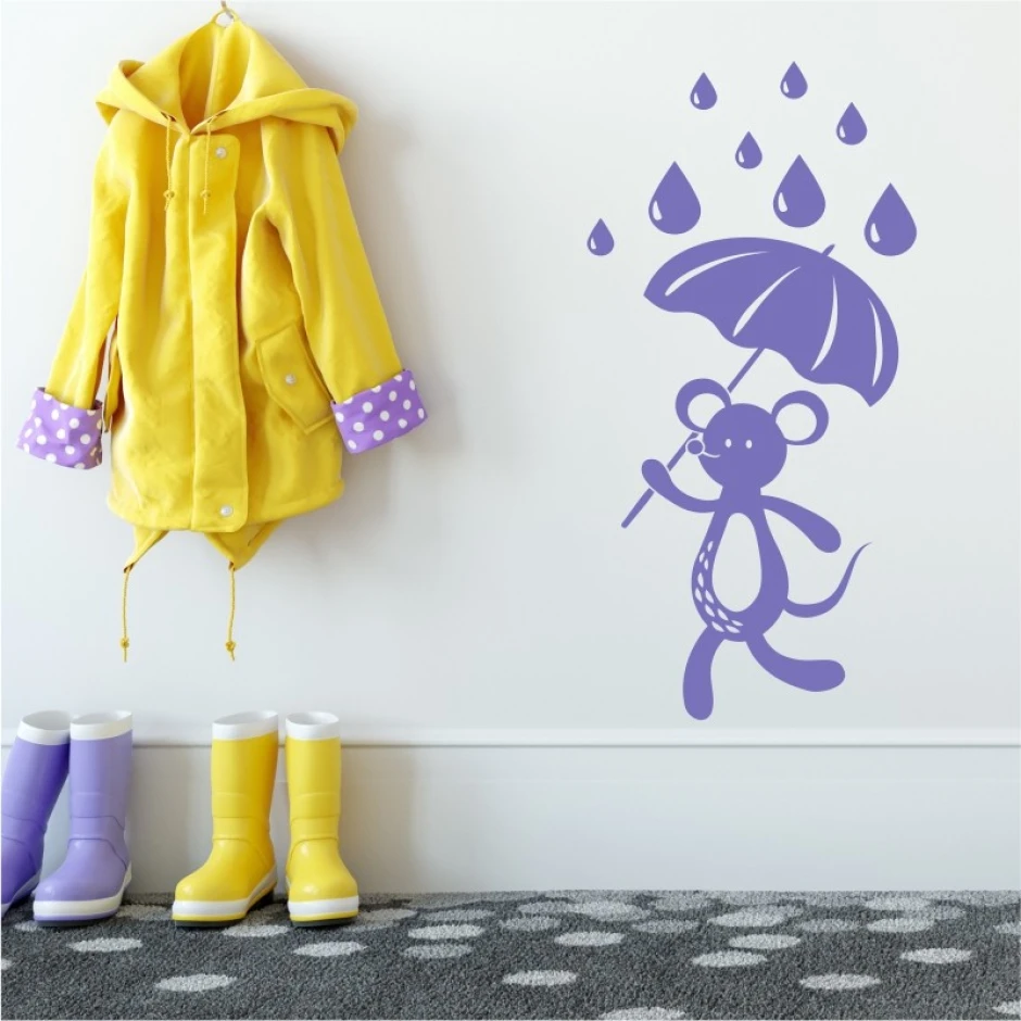 Kids\' wall sticker mouse 2270 - Decor for a child\'s room. Light-colored walls, gray floor.
