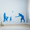 Kids\' wall sticker family 2273 - Decor for a child\'s room. Light-colored wall with blue silhouettes.