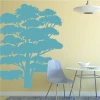 Wall sticker tree 2369 - Dining room decor. Light-colored wall with a blue tree next to a table and chairs.