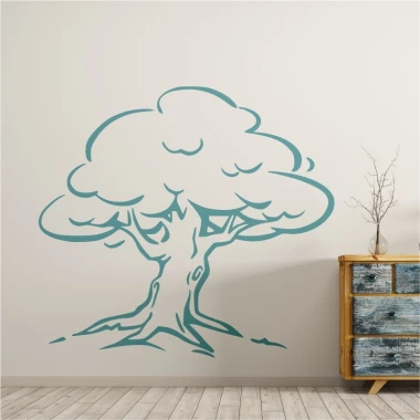 Wall sticker tree 2375 - Living room decor. Light-colored walls, wooden dresser nearby.