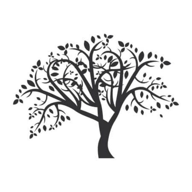 Wall sticker tree 2384 - Graphic design featuring a tree with branching limbs and leaves.