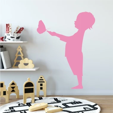 Wall sticker for kids with a butterfly - Decor for a child\'s room with light-colored walls and stylish furniture.