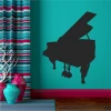 Piano wall sticker 2263 - Room decor with turquoise walls, striped curtains, and a vase with a branch in the background.