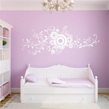 Wall sticker branch ornament 2373 - Decor for a child\'s room. Light purple walls, white furniture.
