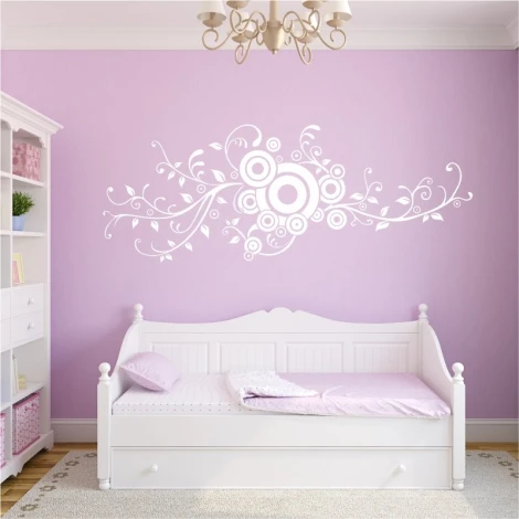 Wall sticker branch ornament 2373 - Decor for a child\'s room. Light purple walls, white furniture.