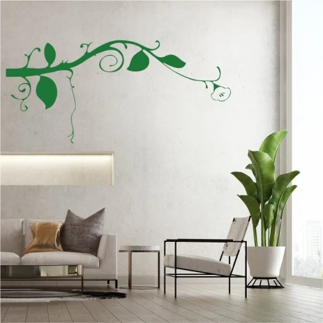 Wall sticker branch 2374 - Living room arrangement. Light-colored walls, neutral-toned furniture.
