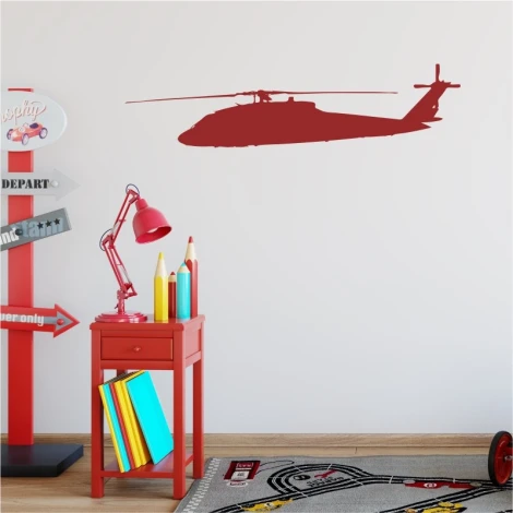Helicopter wall sticker 2299 - Ideal for a child\'s room with light-colored walls and vibrant furniture.