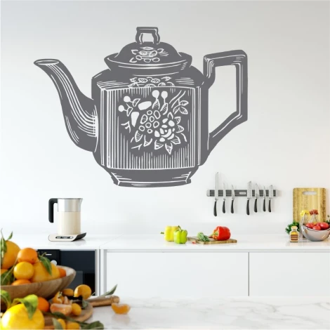 Teapot wall sticker 2246 - Kitchen decor with light walls, modern furniture, and accessories.