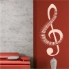 Wall sticker treble clef 2266 - Living room decor. Dark red walls and modern furniture.