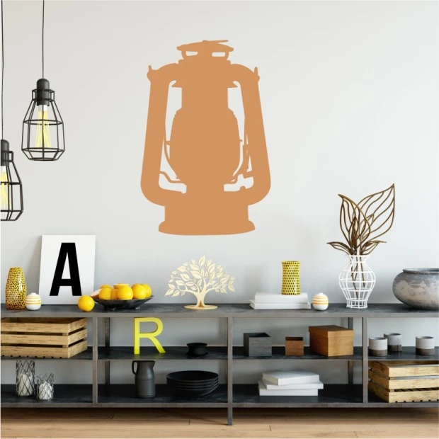 Wall sticker lamp 2247 - Living room decor. Light-colored walls, furniture in shades of brown.