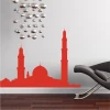 Wall sticker panorama 2285 - Living room arrangement with light walls, dark furniture, and modern lighting.