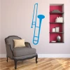 Trombone wall sticker 2250 - Living room decor with light walls, wooden floor, and dark furniture.