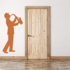 Saxophonist wall sticker 2261 - Room decor with light-colored walls, wooden doors, and flooring.