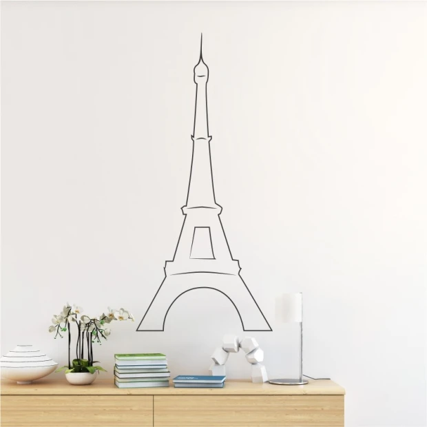 Eiffel Tower wall sticker 2292 - Simple, outlined graphic design with clear lines.