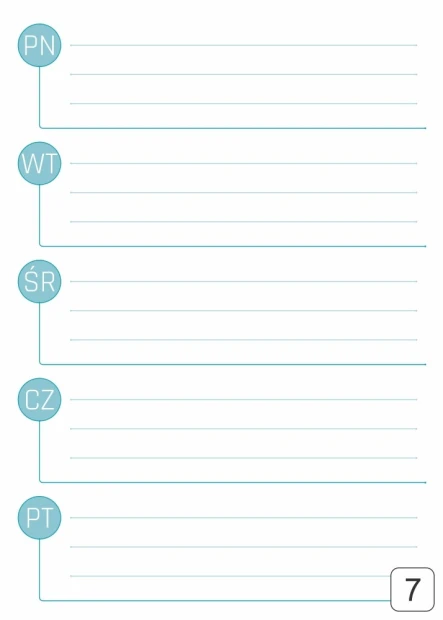 Weekly dry-erase planner board 293 - Graphic design with simple lines creating seven sections for the days of the week.
