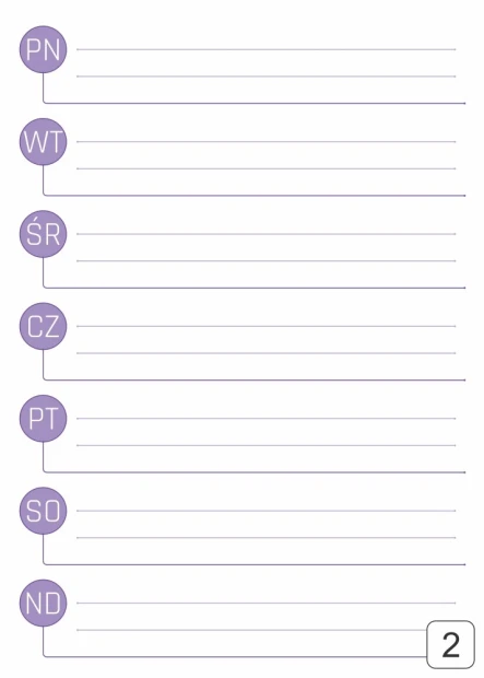Weekly planner dry-erase board 292 - Graphic design with simple lines and round day markers.