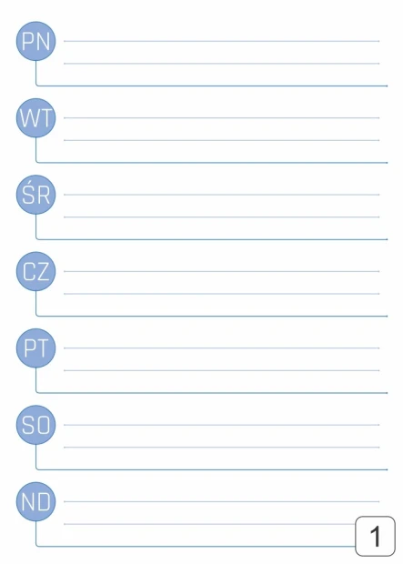 Weekly dry-erase magnetic planner board 292 - Simple grid design with spaces for days of the week and blank areas.