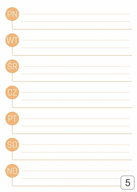 Weekly dry-erase magnetic planner board 292 - Graphic design. Simple layout with seven horizontal lines.
