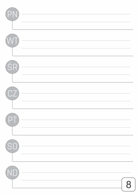Weekly magnetic dry-erase planner board 292 - Graphic design. Simple layout with space for days of the week and lines.