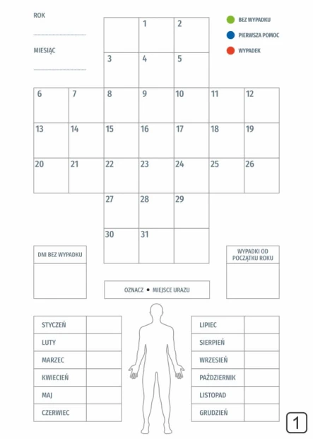 Safety cross magnetic whiteboard lean 121 - Graphic design featuring a calendar with empty spaces.