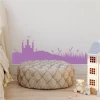 Fairy tale castle wall sticker 2284 - Ideal for a children\'s room with light-colored walls and a soft neutral pouf.