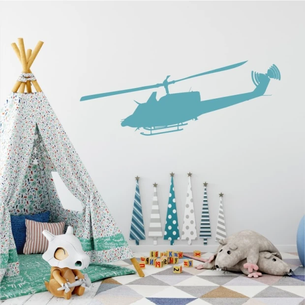 Helicopter wall sticker 2303 - Perfect for a child\'s room with bright colors and stylish elements.