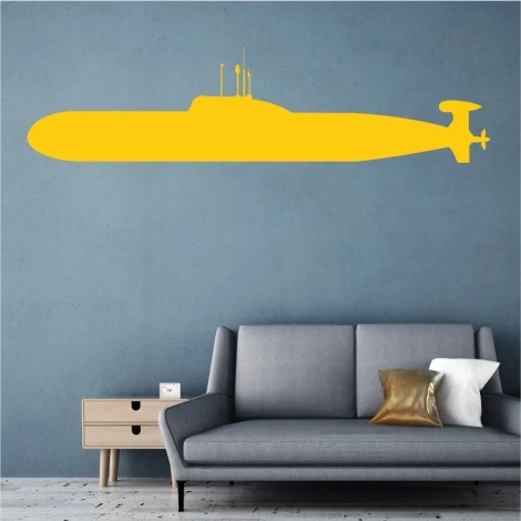 Submarine wall sticker 2306 - Living room decor with gray walls and minimalist furniture.