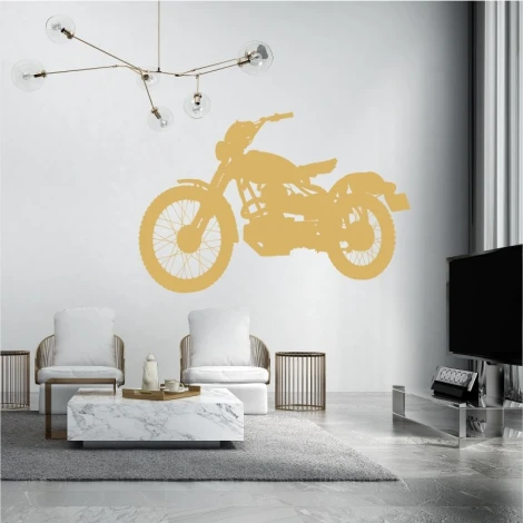 Motorcycle wall sticker 2325 - Living room decor with light walls and modern neutral furniture.