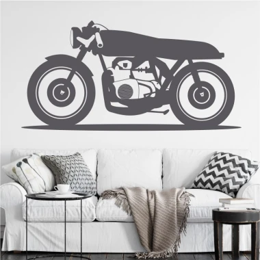 Motorcycle wall sticker 2328 - Living room decor. Light-colored walls, muted tone furniture.