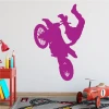Motocross wall sticker 2311 - Graphic design. Biker silhouette in action on a pink background.