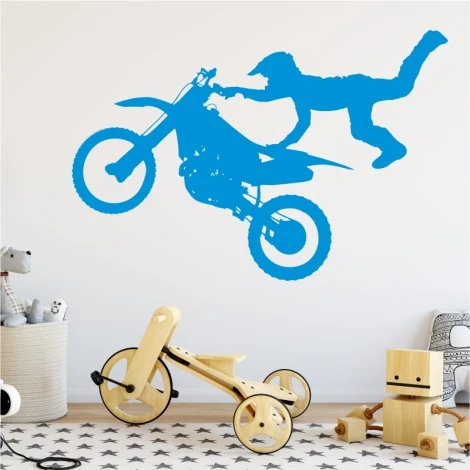 Wall sticker motocross jumps 2317 - Decor for a child\'s room with light-colored walls and modern furniture.