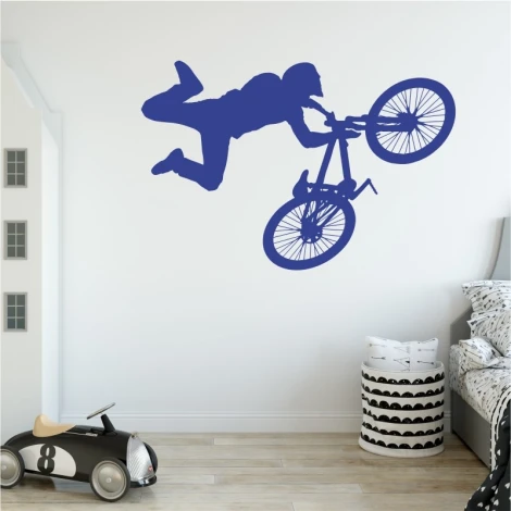 Wall sticker of bike jumps 2313 - Ideal for a child\'s room with light-colored walls and a modern style.