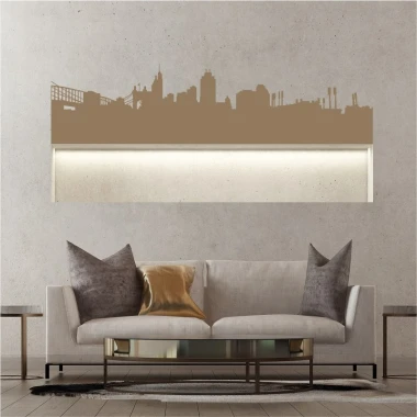 City skyline wall sticker 2283 - Living room decor with light-colored walls and modern furniture in shades.